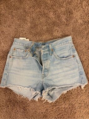 Levi's 501 Light Blue High-Rise Cutoff Denim Shorts